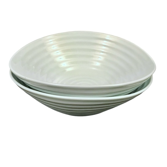2 Portmeirion Sophie Conran Celadon Green Cereal Bowls 7.25" Ring Oval Ribbed - Picture 9 of 15